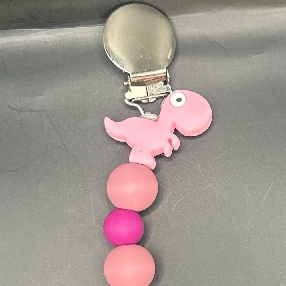 Dinosaur silicone Pacifier Clips - qty 1